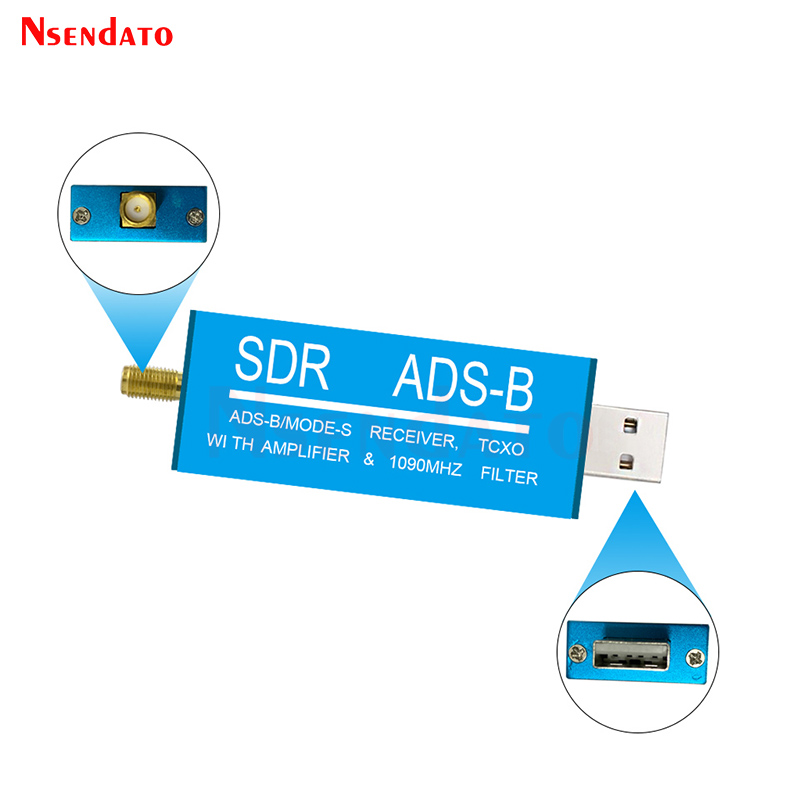 RTL2832U ADS-B Mode-S USB SDR TV Receiver Built-in RF Amplifier 1090MHz Bandpass Filter Radio SDR Band TV Scanner Tuner Stick. 