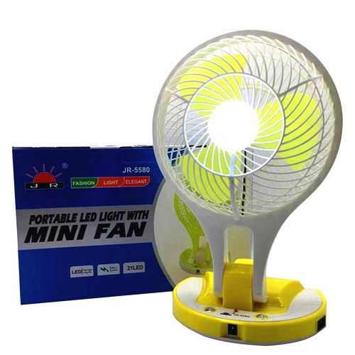 JR-5580 Portable LED Light with Mini Fan. 