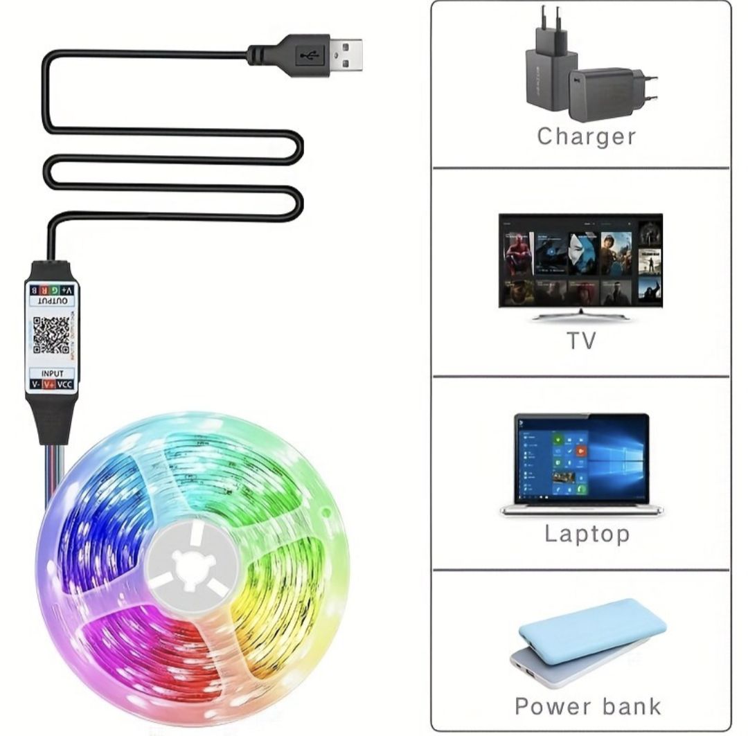 5V USB LED ambient RGB Light for TV/Monitor (5m) App Control. 