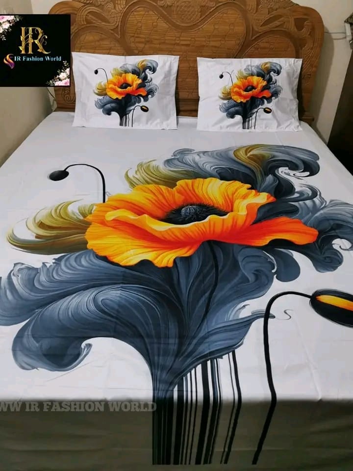 Multicolor King Size Bed sheet With Two Matching Pillow Covers -. 