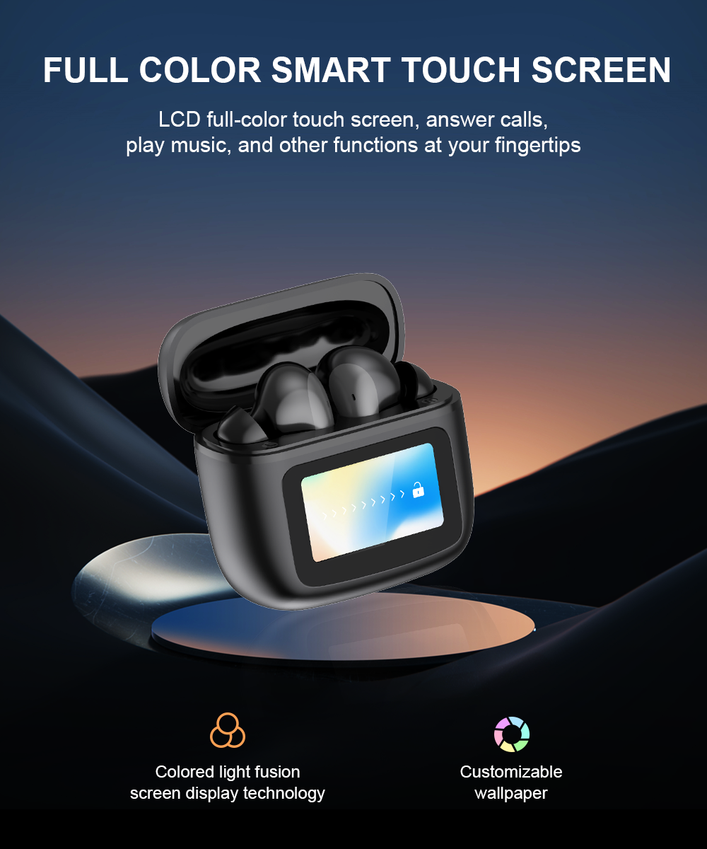 Wireless Earphones ANC Touch Screen TWS Noise Cancelling Earbuds BLUETOOTH 5.3 APP. 