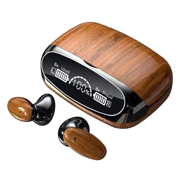 M35 Tws Wood Grain Bluetooth Earphone Led Display 9D Stereo Sound Music Headphone Wireless Earbuds Touch Control Sport Earphone With Mic - Bluetooth