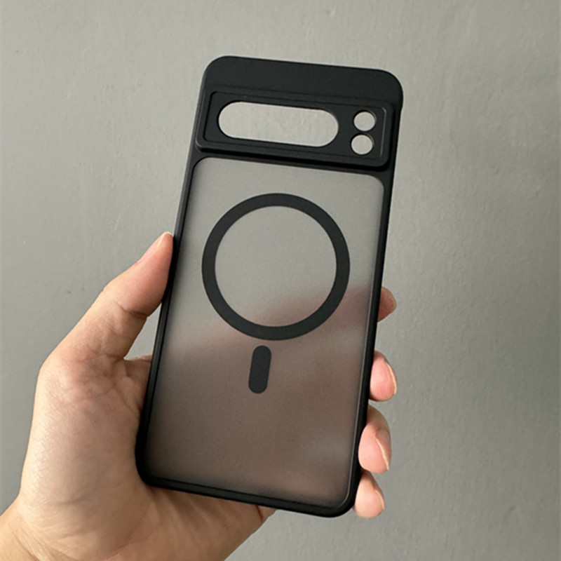 Transparent Shockproof PC+TPU Magsafe Case For Google Pixel 9 Pro XL 8 Pro 8a Frosted Magnetic Wireless Charging Phone Cover. 