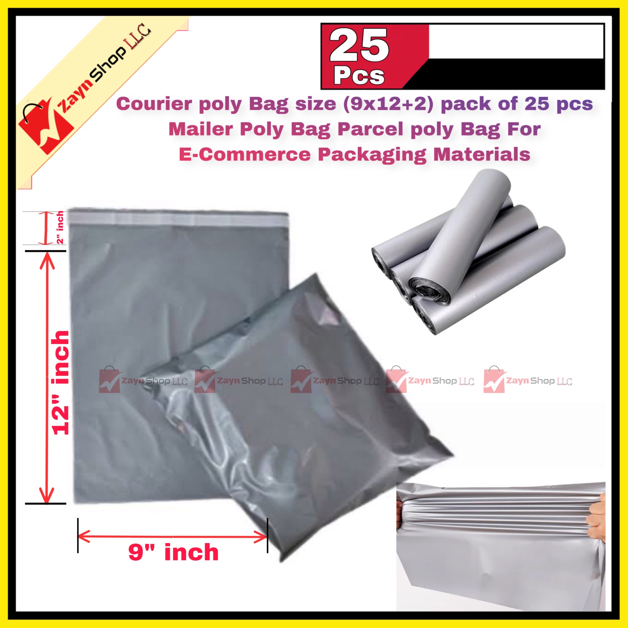 Courier poly Bag size (9x12+2) pack of 25 pcs Mailer Poly Bag