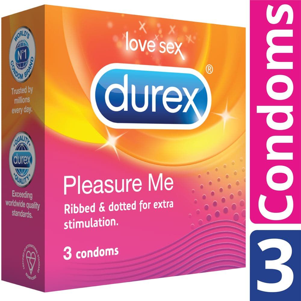 Durex Pleasure me Condom - 3 pcs Box (Made In India). 