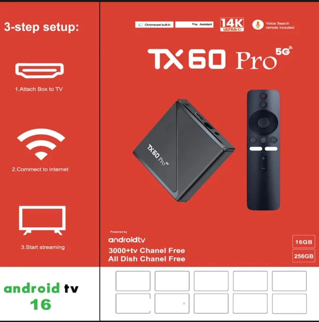 TX-60 Pro 14K Ultra Hd Smart Tv Box With Voice Contro Remote