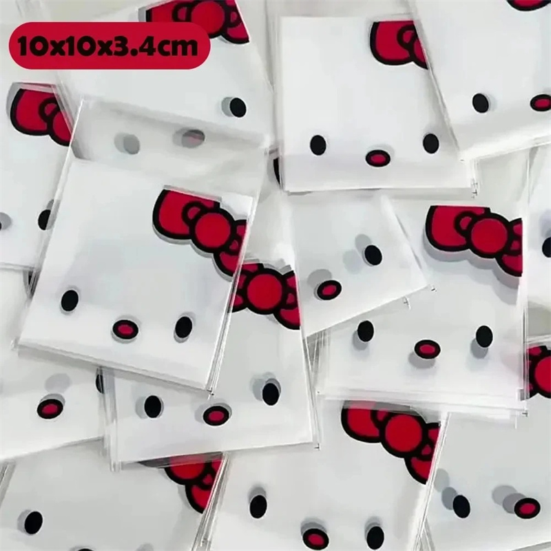 100Pcs Sanrioed Hello Kitty Printed Ziplock Bag Star Card Packing Self-Sealing Storage Bag Cartoon Disposable Candy Sealable Bag. 