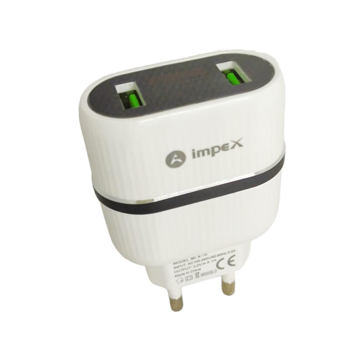 Impex Fast Digital Display Charger A70 - 5V / 3.1A. 