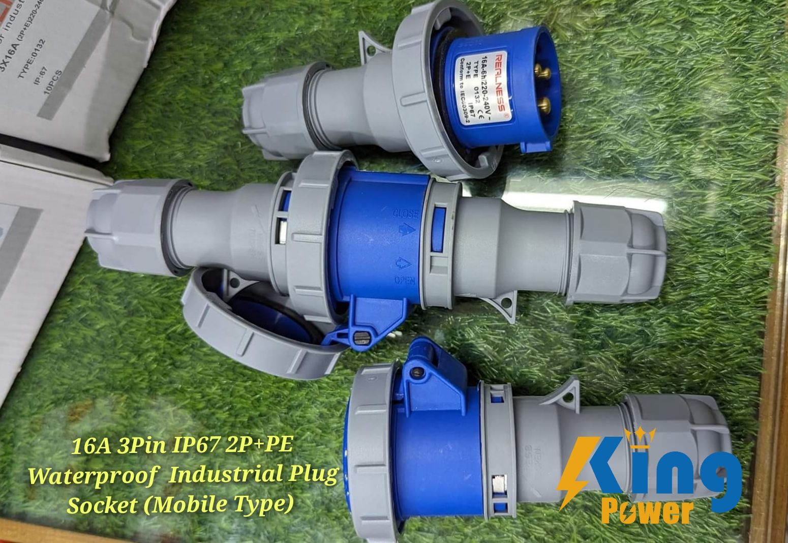 Industrial Plug Socket 16A 3Pin IP67 2P+PE Waterproof (Mobile Type & Well Type Same price). 