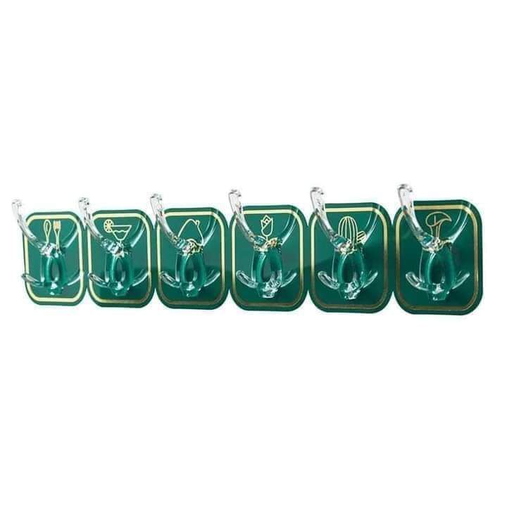 Transparent wall Hooks Without Drill Hanger 6 Piece. 