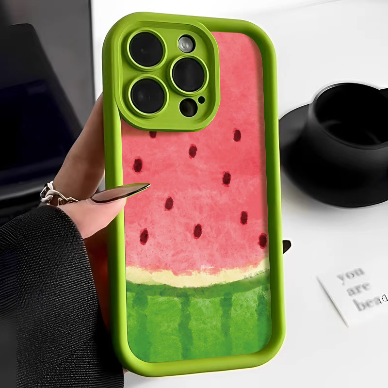 Korean Cute Watermelon Phone Case For iPhone 14 Pro Case iPhone 11 13 12 15 Pro Max XR XS X 7 8 Plus SE Matte Shockproof Cover. 