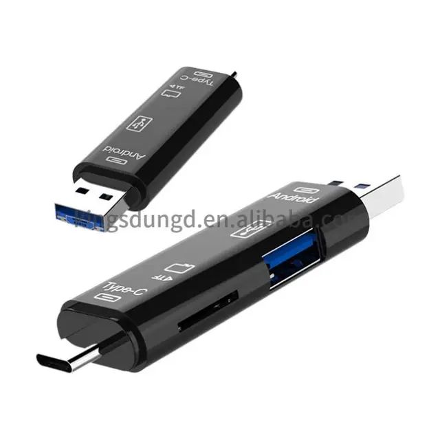 5 in 1 Multifunction Converter OTG Usb 2.0 Type C/Usb /Micro Usb/Tf/SD Memory Card Reader OTG Card Reader Adapter Mobile Phone Accessories. 