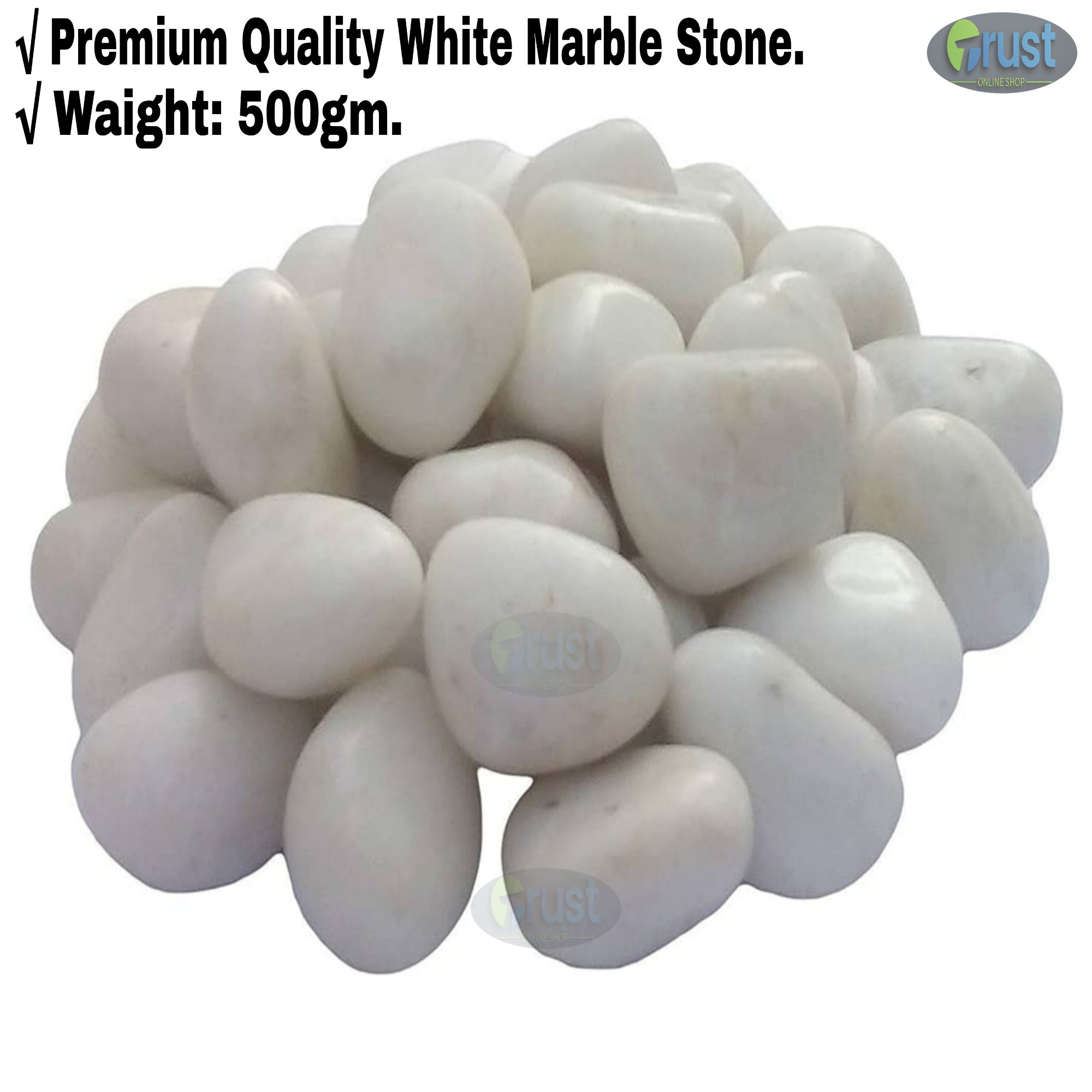 Premium Quality White Marble Pebble Stone for Aquarium or Small Tub Plant Decoration.
