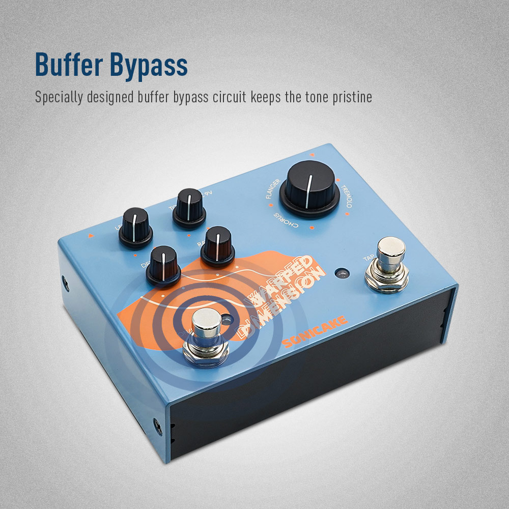 SONICAKE Warped Dimension Digital Modulation Guitar Effects Pedal 4 Mode of Chorus, Flanger, Phaser & Tremolo QDS-03. 