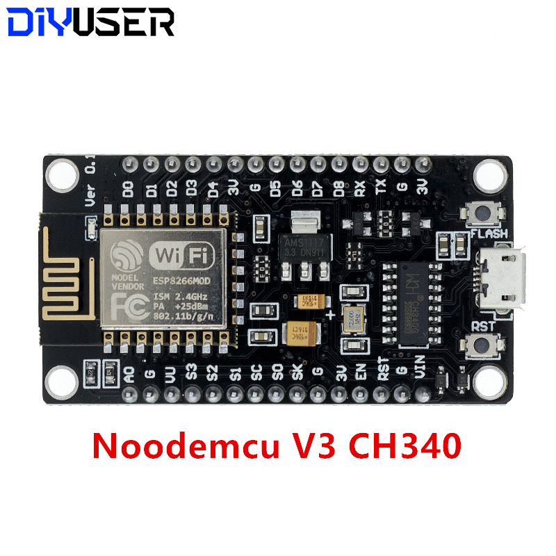 DIYUSER Wireless Module CH340/CP2102/CH9102X NodeMcu V3 V2 Lua WIFI Internet of Things Development Board Based ESP8266 ESP-12E. 