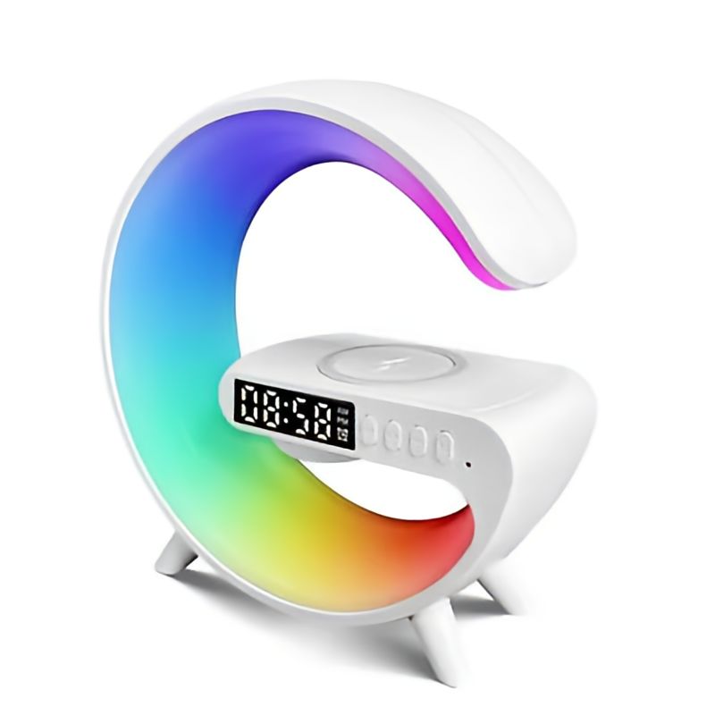 Smart G Lamp Bluetooth Speaker Wireless Charger RGB Alarm Clock Night Light. 