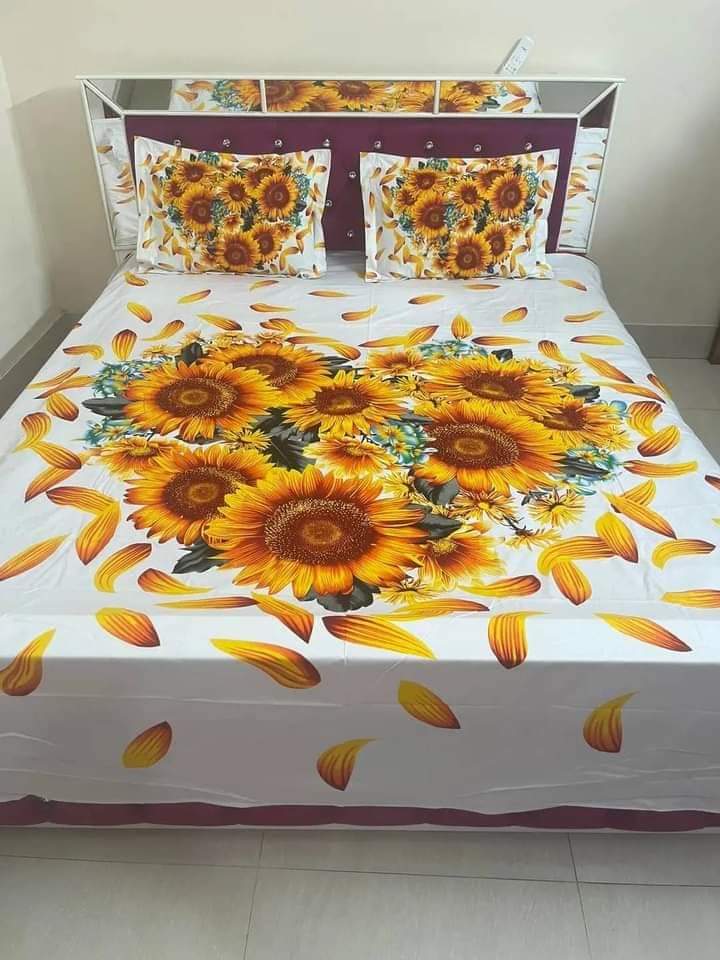 new collection yamin luxury cotton double size twill panel bed sheet size (7.5×8.5)  King size with two pillow cover. 