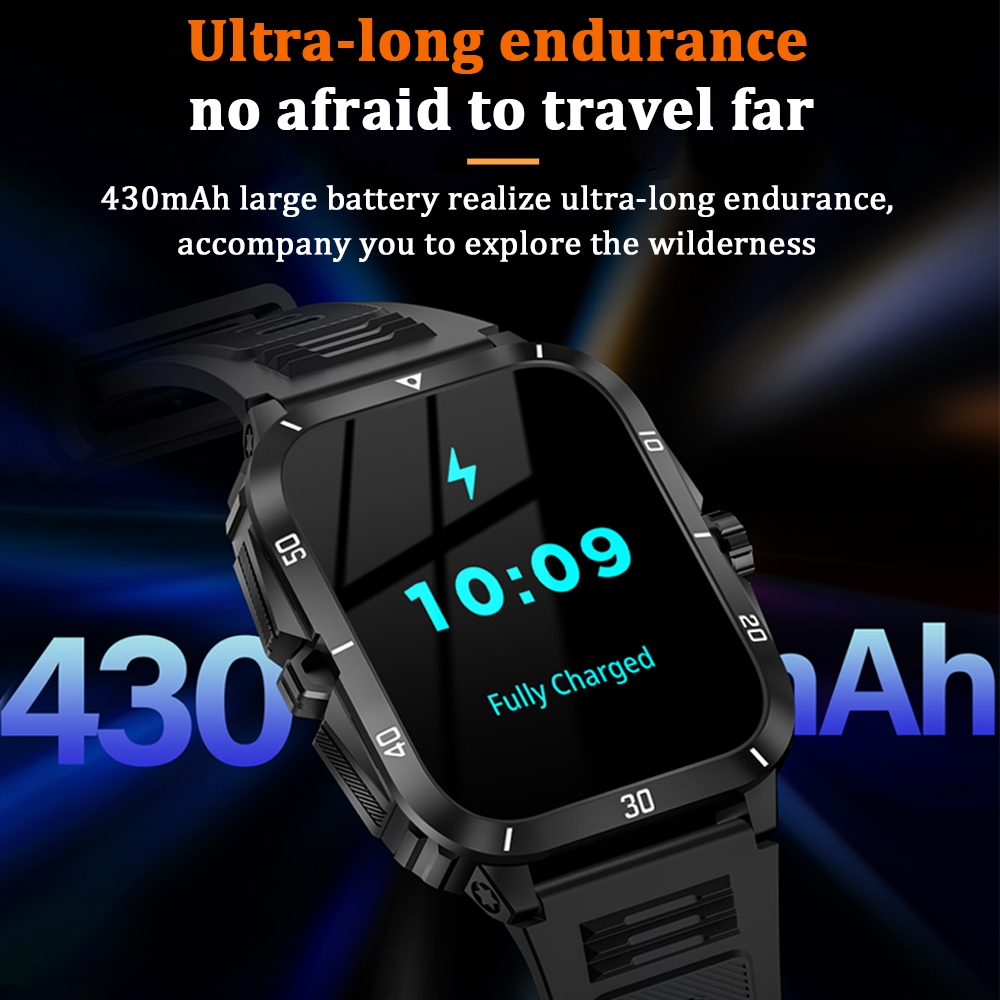 3ATM Waterproof Swimming Smart Watch Men 430 mAh Battery Ultra Long Standby 1.96 inch Bluetooth Call SmartWatch For Android IOS. 