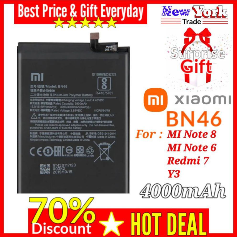 Mi BN46 Original Battery For Note 8 / Note 6 / Redmi 7 / Y3. 