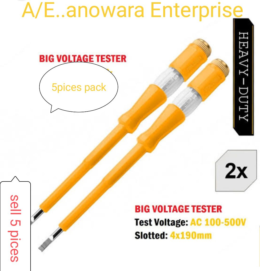5pices pack incco tester big size screwdriver type 100-500 voltage professional high quality