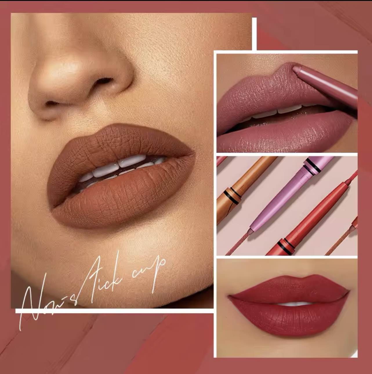 IMAGIC Lip Liner Pencil Set 6 Color/Set Shape Sculpt Weightless Precise Liner with Blendable Texture Matte Soft lipstick. 