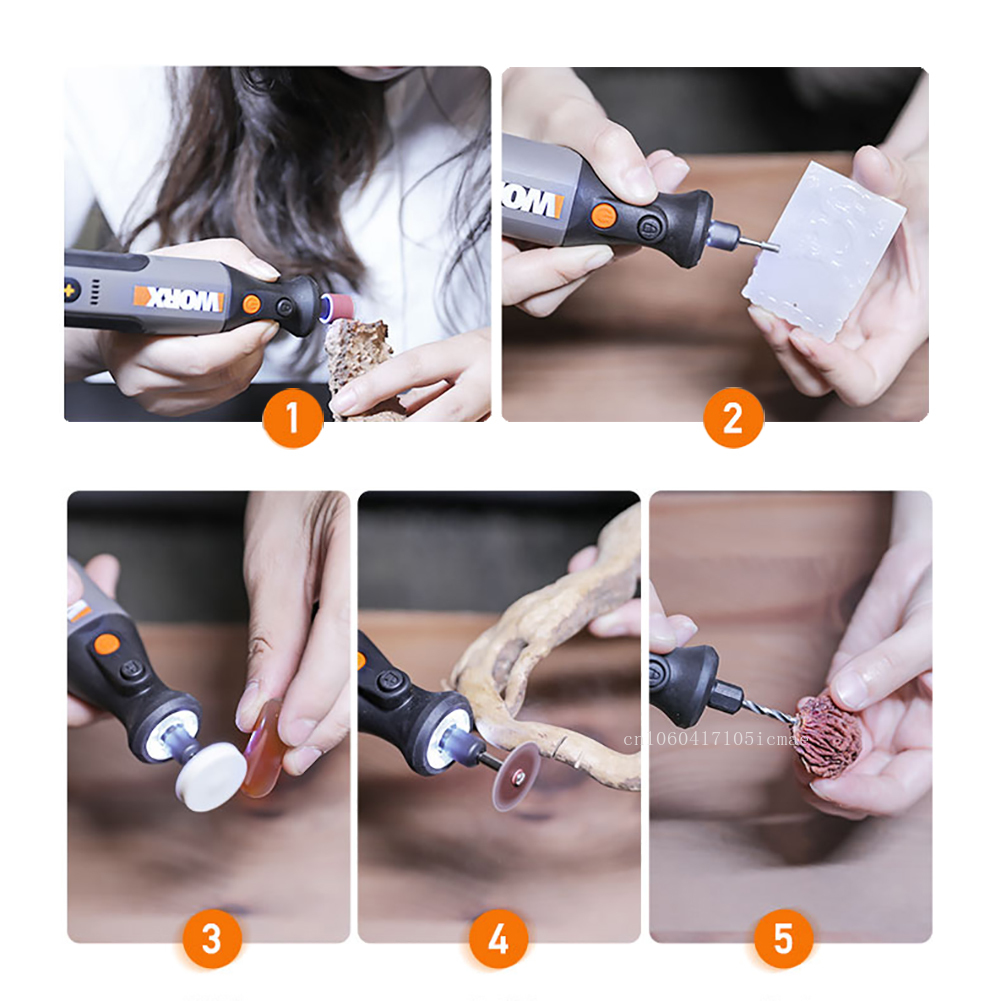 Worx WX106 8V Rotary Tool USB Charger Handle Cordless Mini Engraving Grinding Polishing Variable Speed Power Tool set + ACC. 