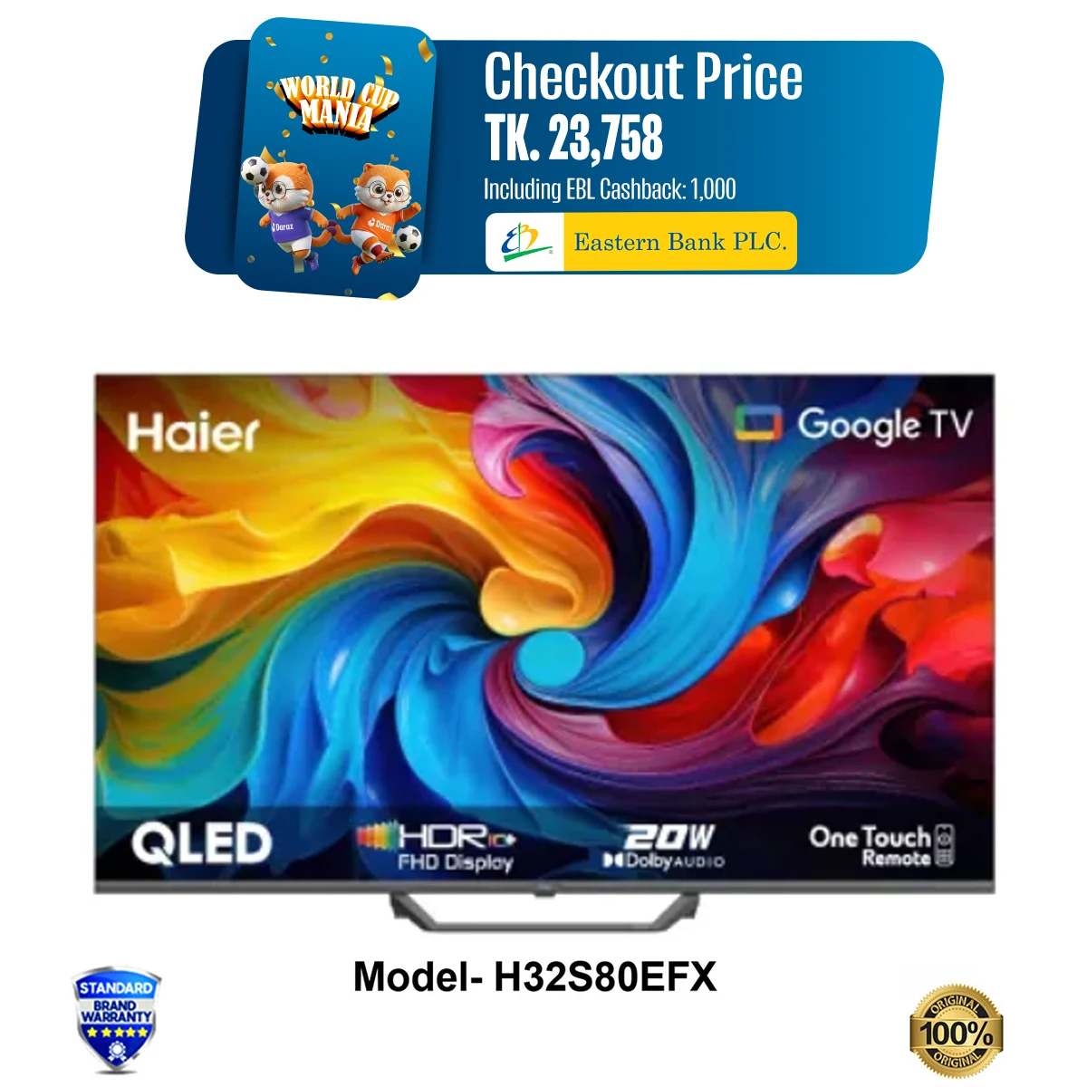 Haier 32" QLED FHD Google TV Model - H32S80EFX