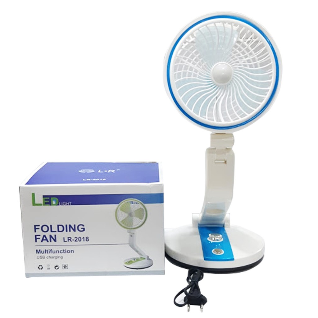 New Rechargeable Folding Multi Charging USB Charging Table Fan With Bulletin LED Light Stay Cool And Well-Lit. 