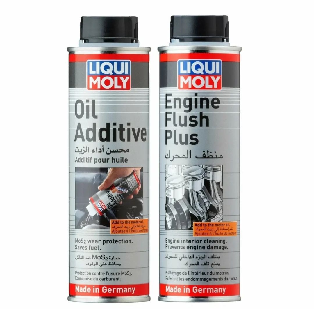 LIQUI MOLY OIL ADDITIVE MOS2 200ML.+ ENGINE FLUSH PLUS 300ML.. 