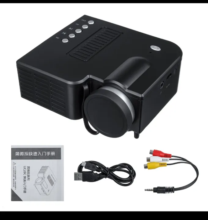 Portable FULL Led Wifi Projector UC28C 16.7M High Quality Hd Video Home Cinema Movie Game Cinema Office Video Projector for cellphone projector adjusted with Av and Usb Cable