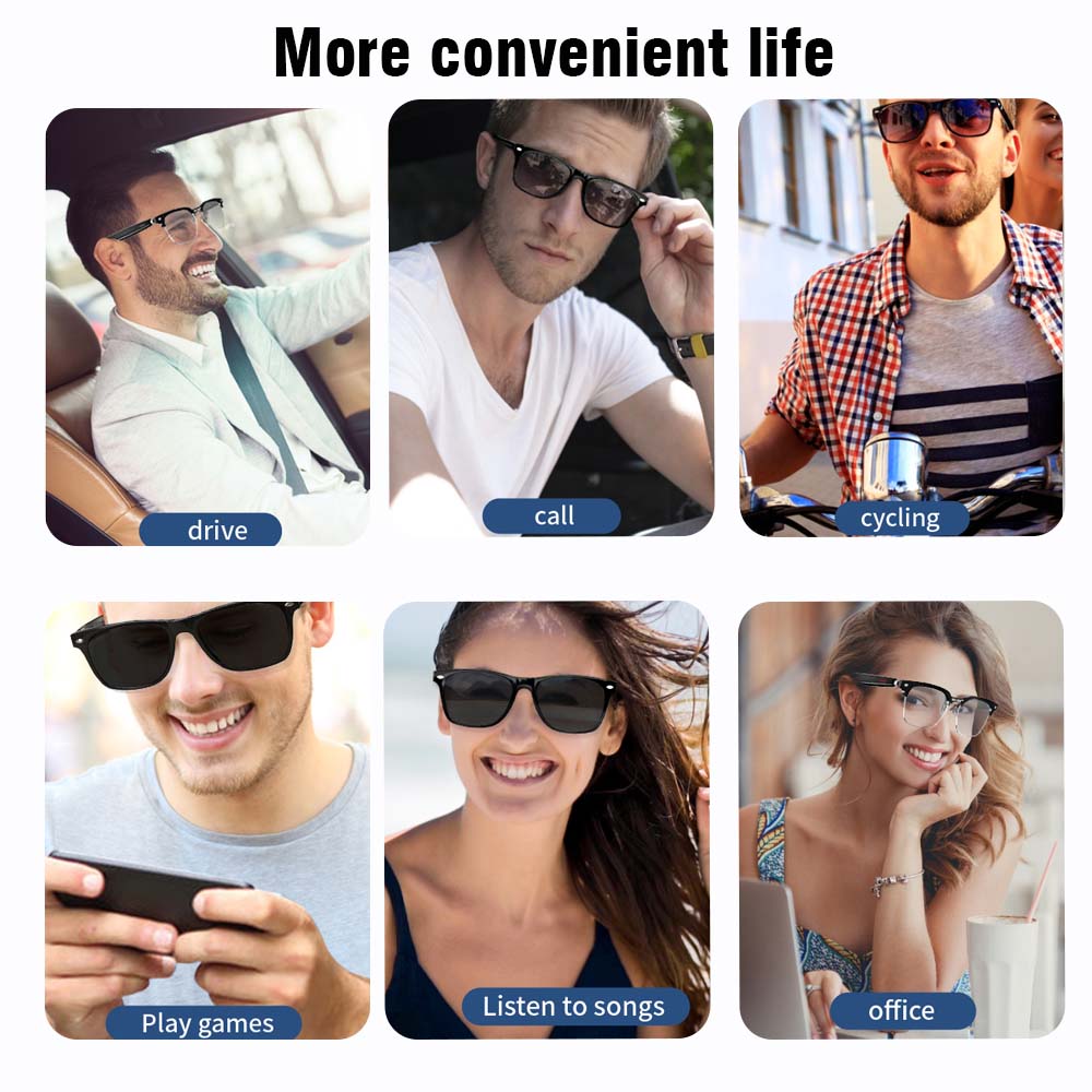 SENBONO E13 Smart Glasses:Blue Light Filtering Polarized Sunglass Lenses  Audio Built-in Mic & Speakers Touch & Voice Assistant. 