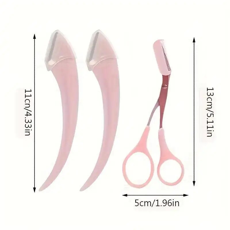 Eyebrow Trimmer Set with Comb Perfect for Men AndWomen Suitable for All Skin Types Curved Razor and Scissors for EasyHair Remova. 