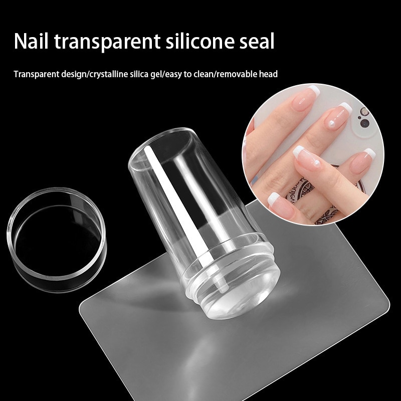 Silicone Fingertip Printing French Nail Seal Transparent Jelly Template Artistic Pattern DIY Scraper Accessories Tool Set. 