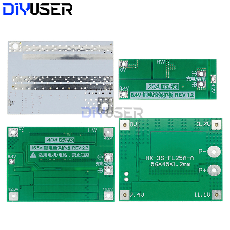 2S 3S 4S 5S Li-ion Lithium Battery 18650 Charger BMS 20A 25A 30A 40A 60A 100A Protection Board with Balance For Drill Motor. 