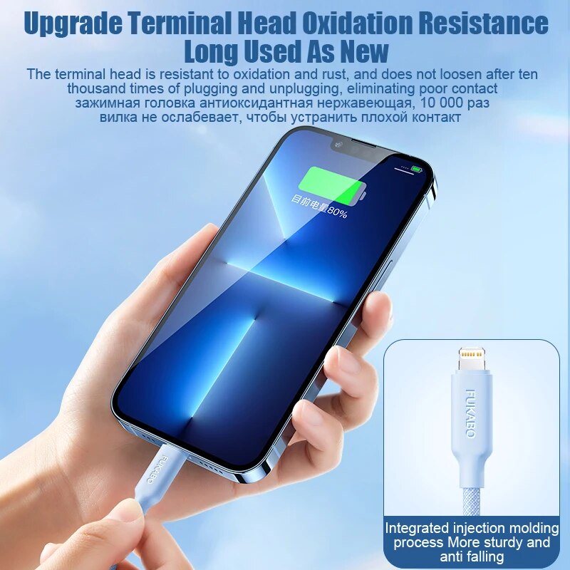 FUKABO PD 20W Type-C To Lightning Fast Charging Cable For iPhone 14 13 12 11 Pro Max Plus Mini XS XR iPad Mobile Phone Data Cord. 