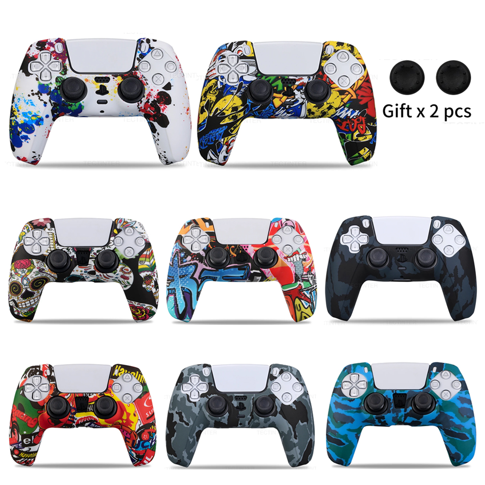 Silicone Protective Cover sleeve For PS5 Controller Accessories Rubber Case For PS5 Slim Gamepad Joysticks Thumb Grips Caps. 