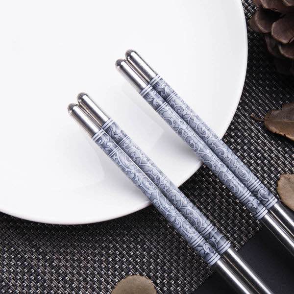 Dine With Elegance Using 1 Pair Stainless Steel Chopsticks - Non-Slip Hollow Retro Food Sticks - Humanized Design - Reusable Tableware