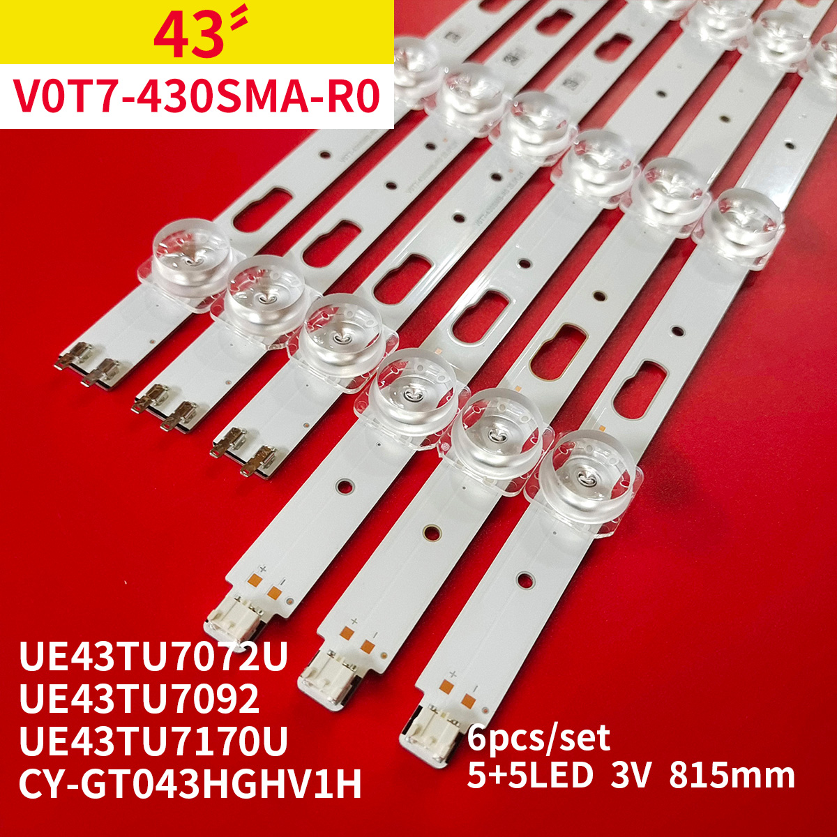 6Pcs 1Set LED Backlight Strip for Samsung 43" TV V0T7-430SMA-R0 V0T7-430SMB-R0 UE43TU7072U UE43TU7092 UE43TU7170U CY-GT043HGAY2
