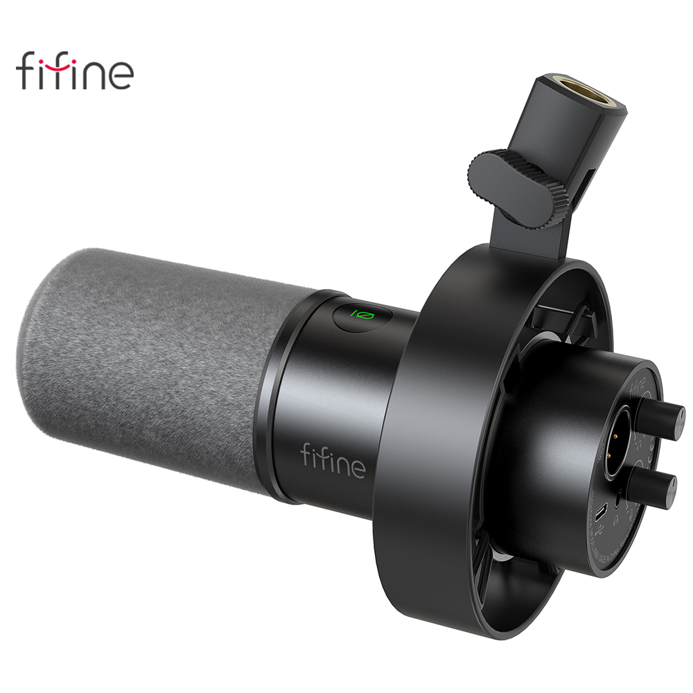 FIFINE USB/XLR Dynamic Microphone with Shock Mount,Touch-mute,Headphone Jack&Volume Control,for PC or Sound Card Recording -K688. 
