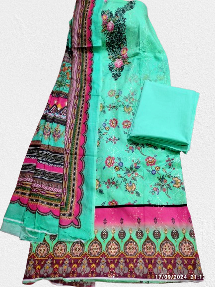 New Exclusive Collection high Quality and Comfortable Embroidery sequence work women three piece 3 pice