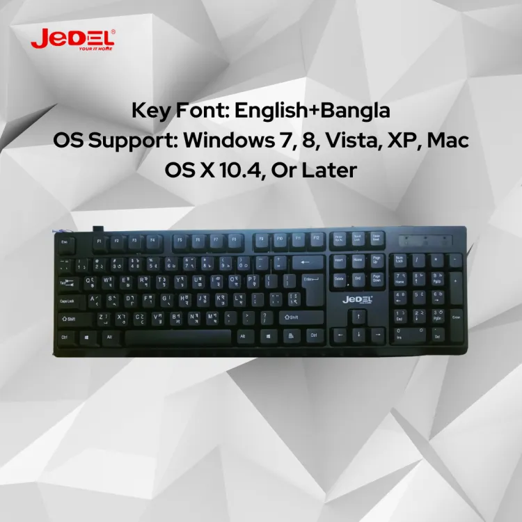 Jedel k29 Comfortable Wired Keyboard With Bangla Ease of Use Minimal Maintenance and Unique Typing Experience For Office Home Laptop Desktop.. 