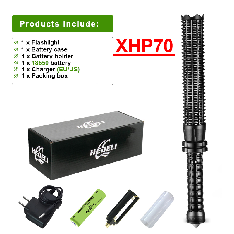 Telescopic Baton Self Defense Led Torch Cree Xhp70 Led Tactical Flashlight 18650 Rechargeable Baton For Self-defense Hand Lamp. 