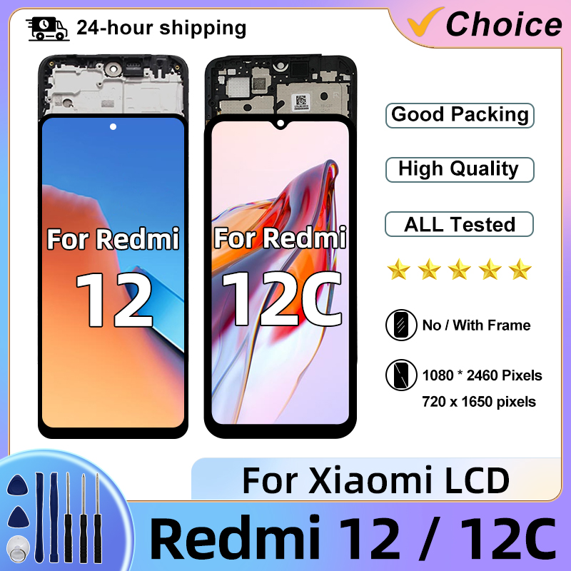 For Xiaomi  Redmi 12 LCD Display Touch Screen Digitizer For Redmi 12C LCD Display POCO C55 22120RN86G 22120RN86I Replacement
