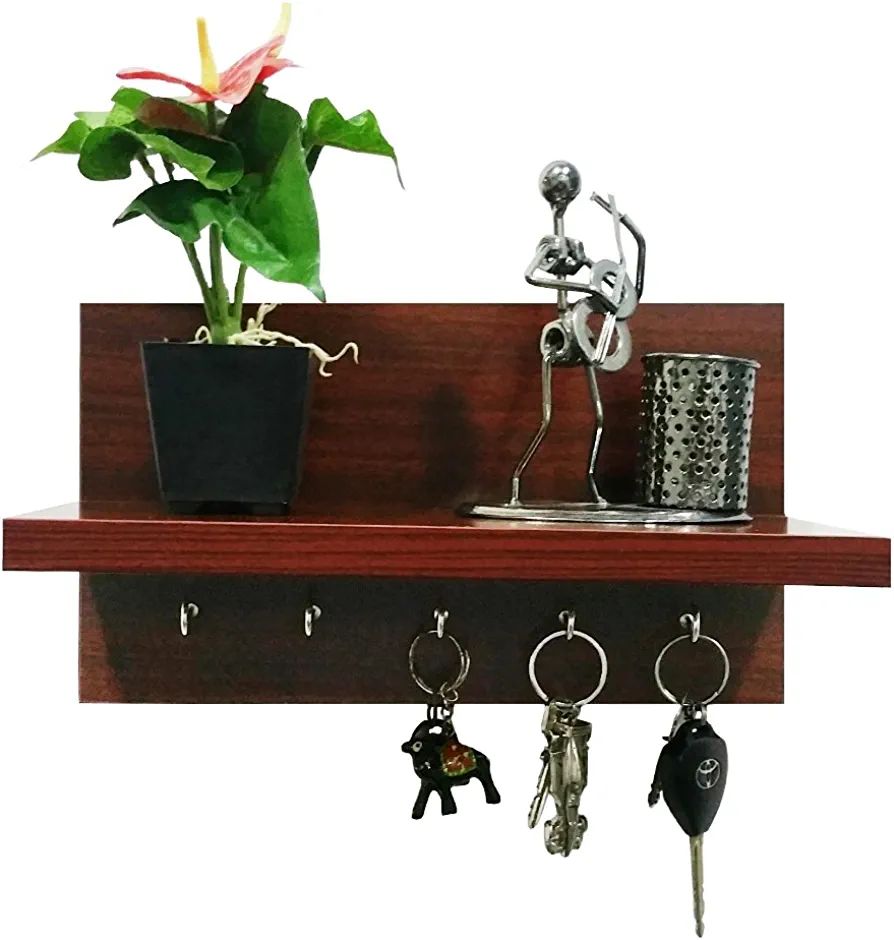  Key Holder for Home, Key Stand for Wall with Wall Decor Shelf, Key Hanger, Key Holder | With 5 Key Hooks. 