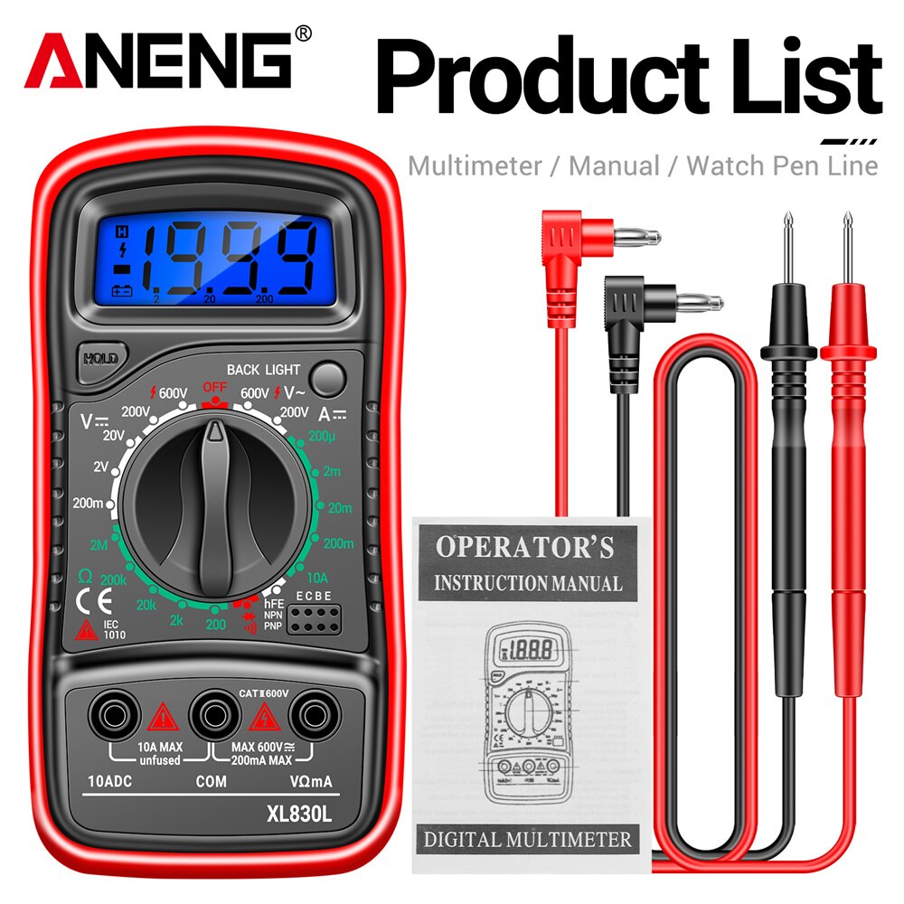 ANENG XL830L Digital Multimeter AC/DC Voltmeter Current Diode Triode Meter Tester Resistance Electronic Test Tools