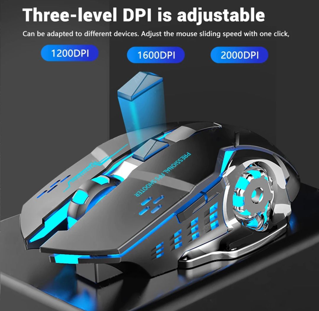 RECHARGABLE Wireless Gaming Professional Mouse RGB For IOS Android Mac & Computer Laptop. 