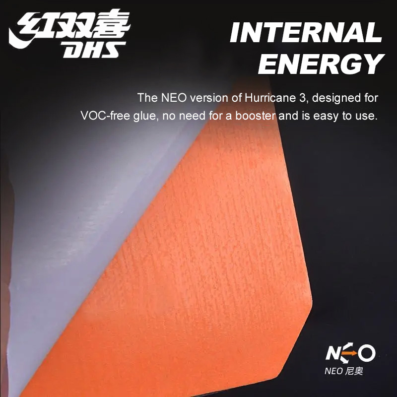 Original DHS Neo Hurricane 3 Table Tennis Rubber Sticky Professional Ping Pong Rubber with High-dense Sponge for Attack Loop. 
