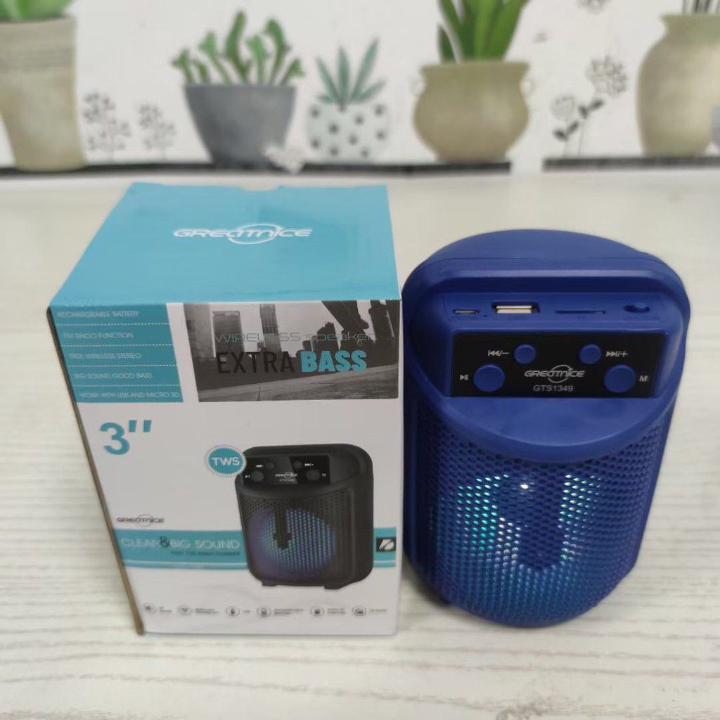 speaker GTS-1349 3"Inch LED Portable Super Bass Speaker Bluetooth/USB/TF/LED Light. 