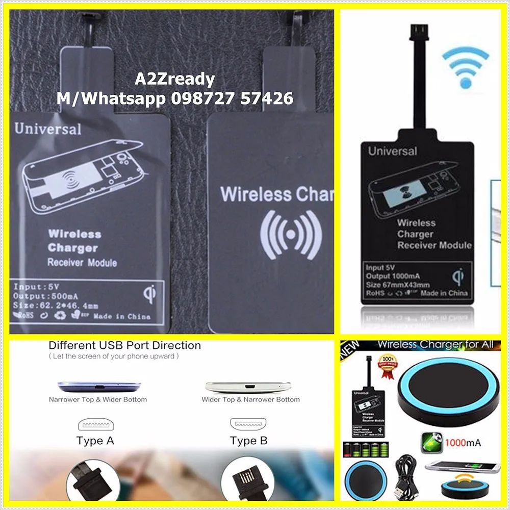 Type C Qi Wireless Charger Receiver Lightweight Charging Adapter Pad Coil-black. 
