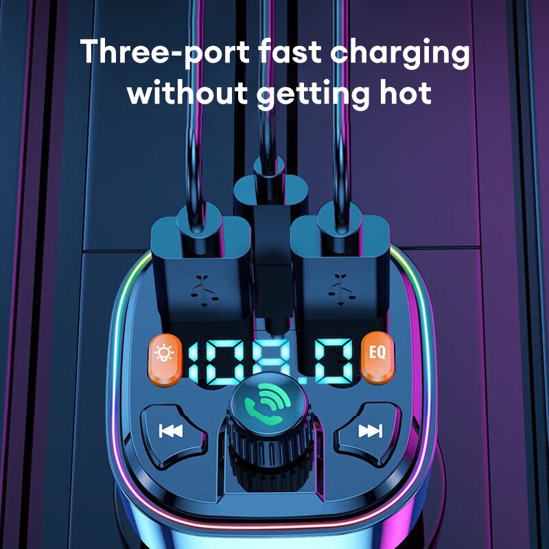 Car Charger MP3 Player U Disk Bluetooth Hands-free FM Transmitter Multifunctional Dual USB Port PD 18W QC 3.0 Fast Charging. 